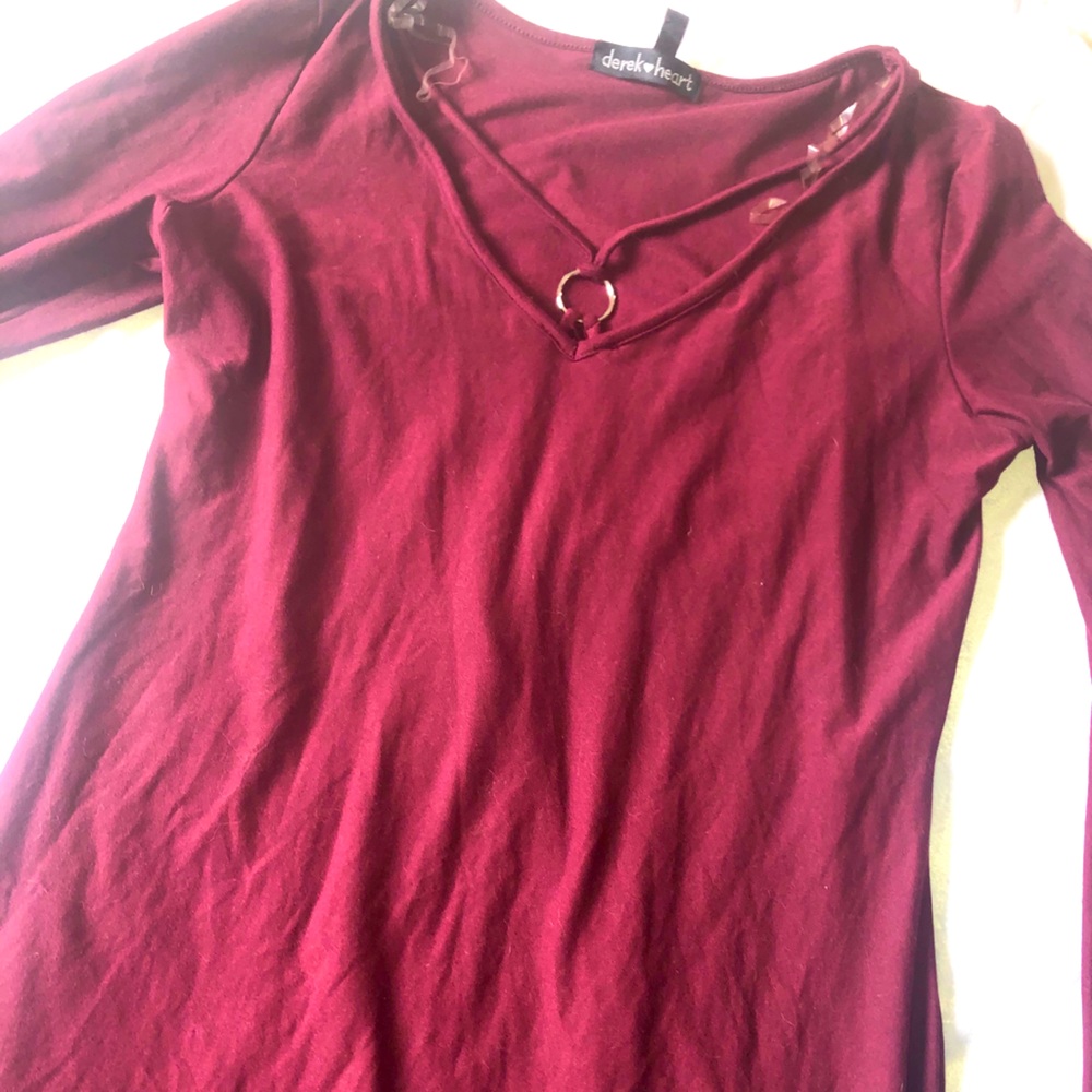 Derek Heart Burgundy Long Sleeve Dress